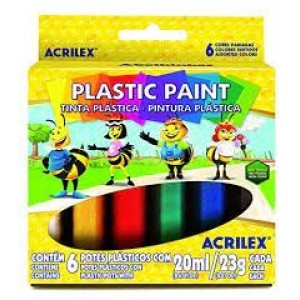 TINTA PLASTICA 6 CORES 20ML PLASTIC PAINT ACRILEX